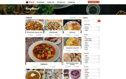Kisfazék recipe search page