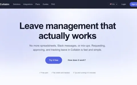 Collabin public website introducing the leave management SaaS